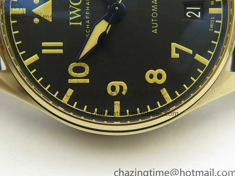 MIROTIME 0405 Big Pilot IW501005 Real Bronze ZF 1:1 Best Edition Black Dial on Brown Leather Strap A Sleek 7192